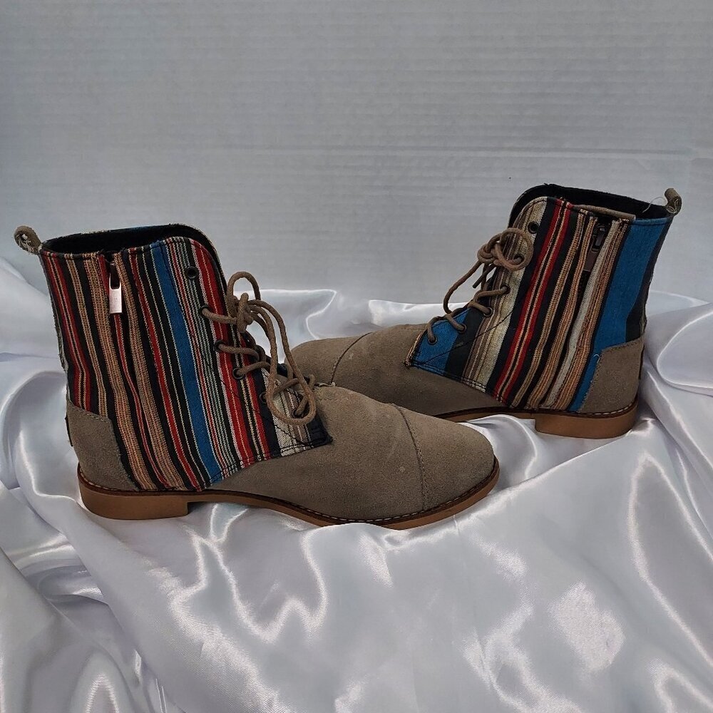 Toms  Alboot Multicolor Striped Ankle Boots Size 10